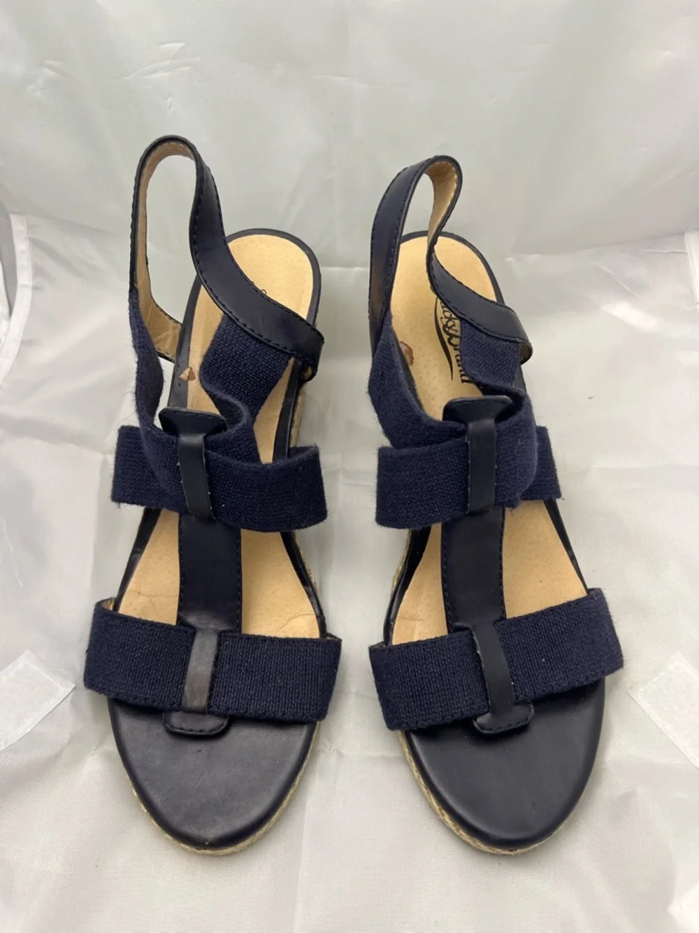Lucky Brand Navy Slingback‎ Espadrille Wedge Sandals Size 9